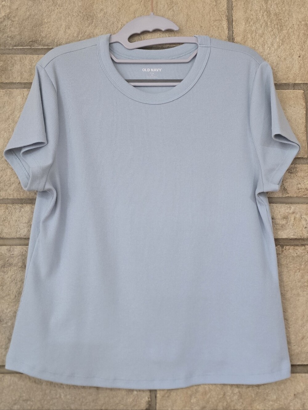 Old Navy Snug Rib Crew-Neck Tee Shirt Light Blue Size XL